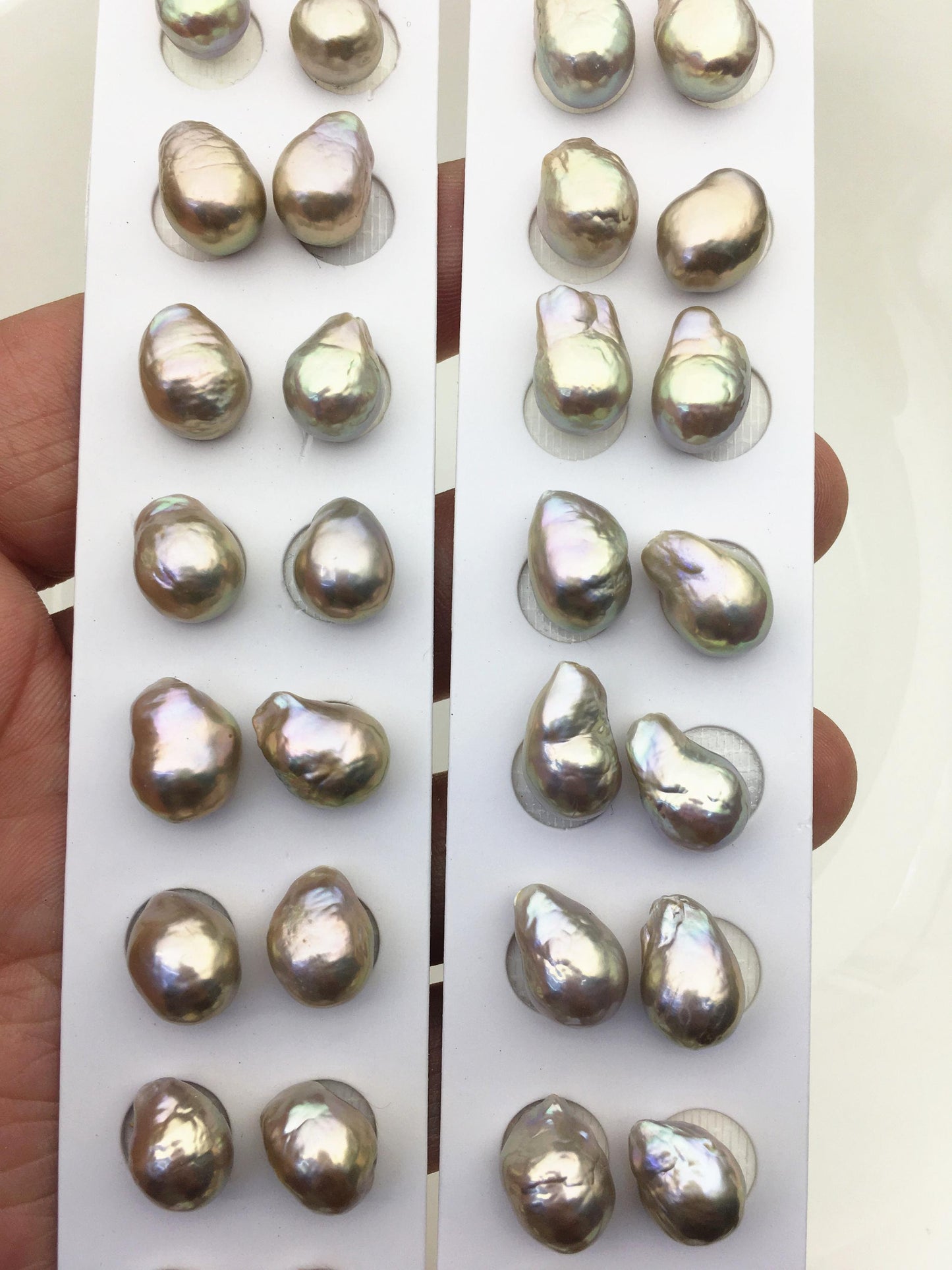 5pairs AAA 9-10mm rainbow baroque drop edison freshwater pearl Pair,no hole,ED11-3A-2-12