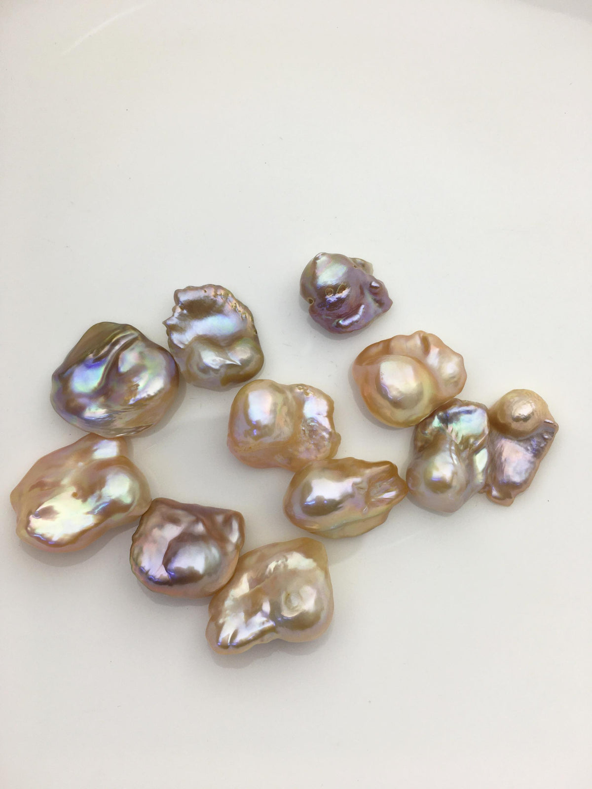 11pcs AAA 13-20mm natural color rainbow baroque freshwater pearls,no hole,ZS-127-T9