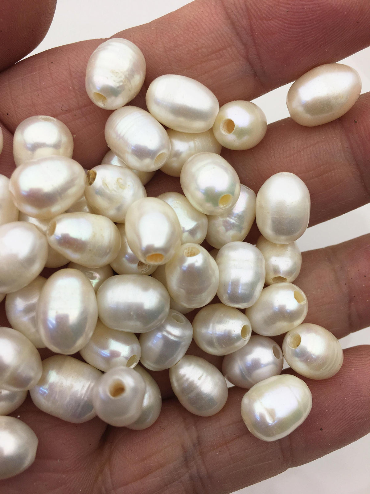 20pcs AA 8.3-9.3x11-13mm white rice freshwater pearls,2.2mm large hole,20pcs,LR9-2A-3