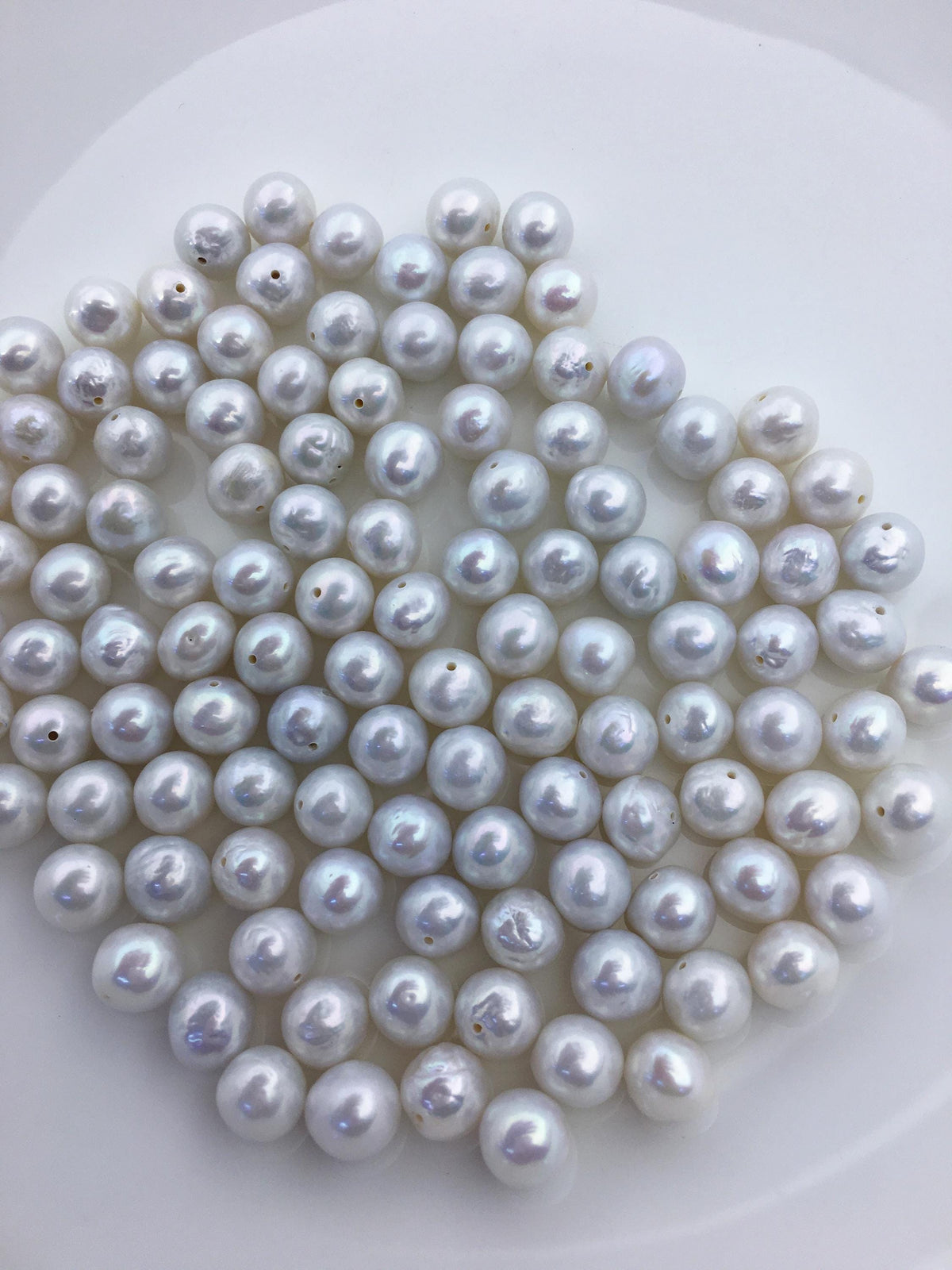 30pcs AA+ 8-8.5mm white baroque near round freshwater pearls,half hole,RP8-T5