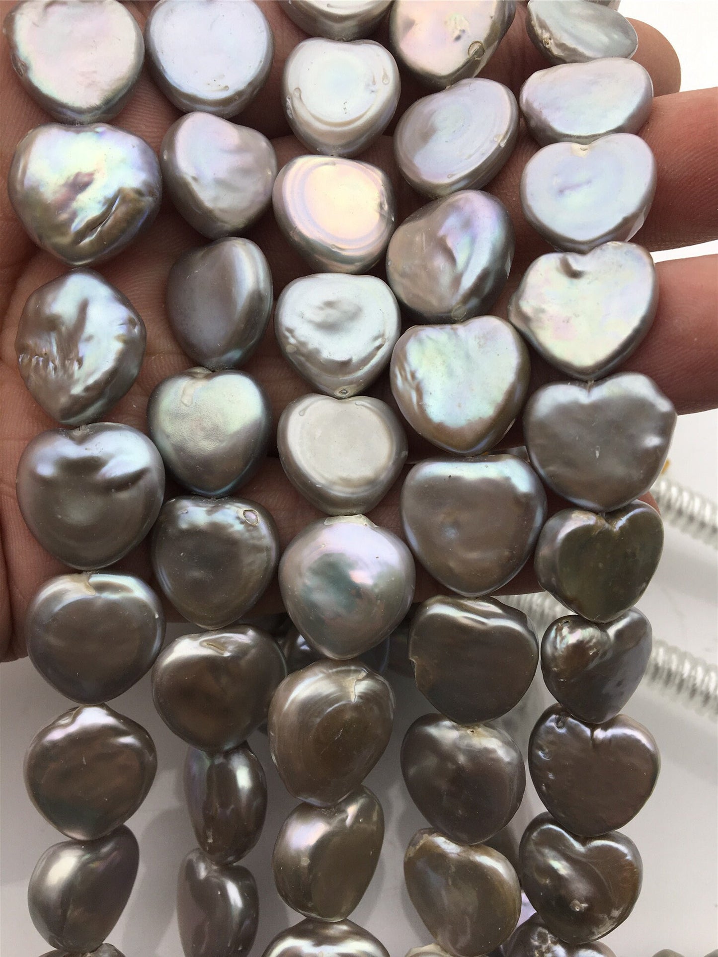 AA+ 15-17mm Gray heart Shape Freshwater Pearl,one full strand,wholesale,ZS-103-30
