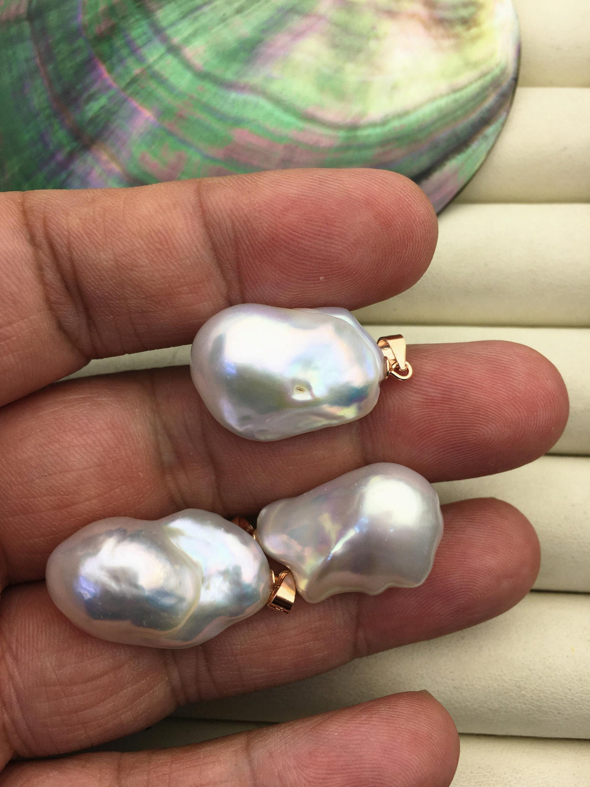 1pc AAA 13-17mm white baroque pearl Feather pendant necklace,Rose Gold S925 Sterling silver pendant,NC1-041-8