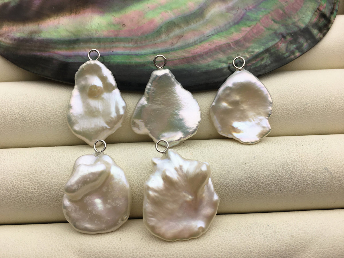 1pc AAA 15-17mm White Keshi freshwater pearl pendant,sterling silver,NC1-T55
