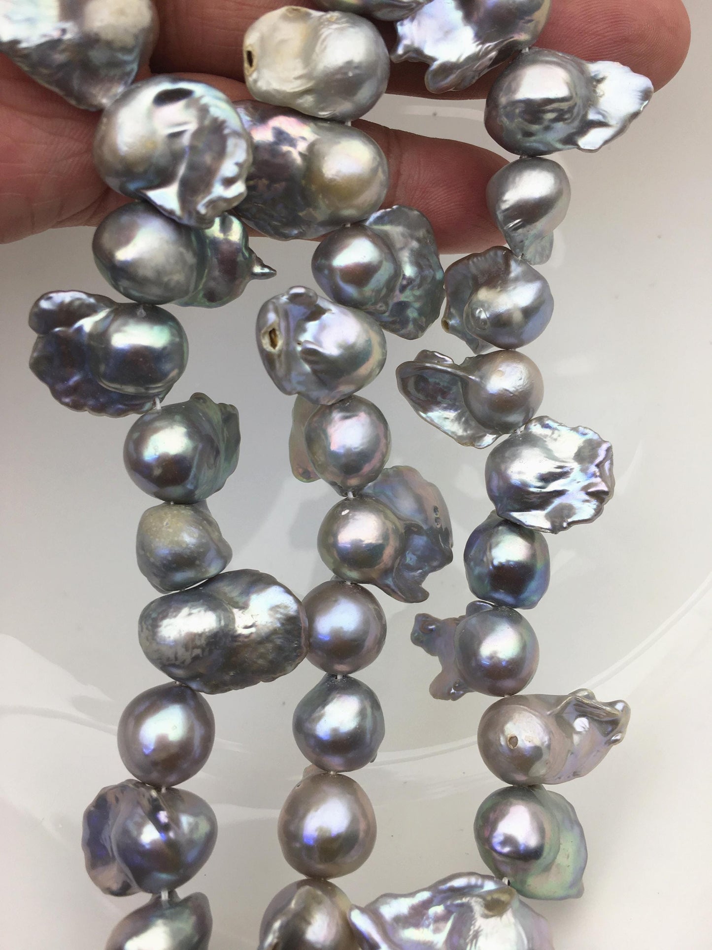 15.5'' A 12-15mm gray flame ball pearl,FL15-2A-5-57