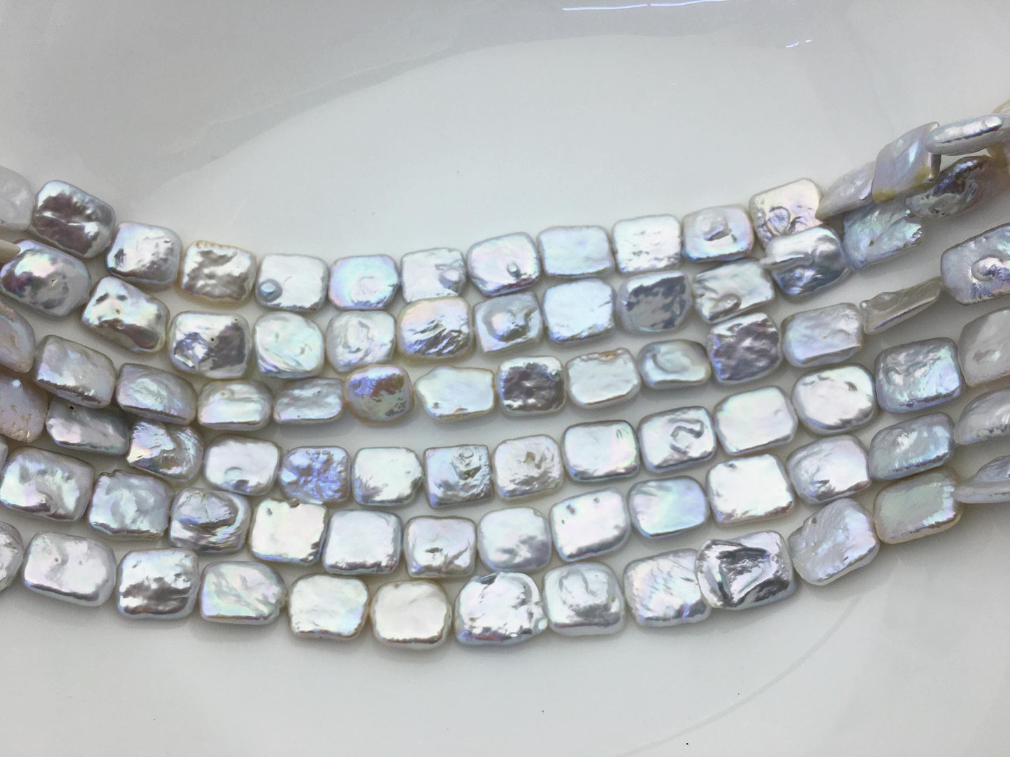 AAA 11-13x15-17mm White Rectangle Block Freshwater Pearl,ZS-119-1