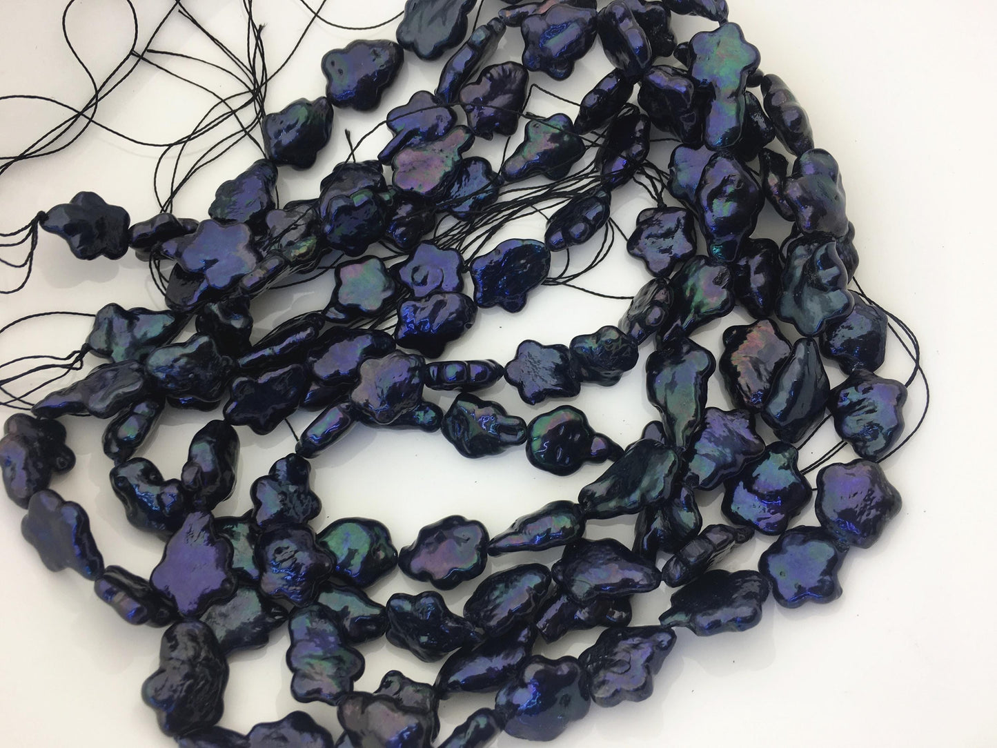AA 11-12mm deep blue black long plum blossom Freshwater Pearl,ZS-119-40