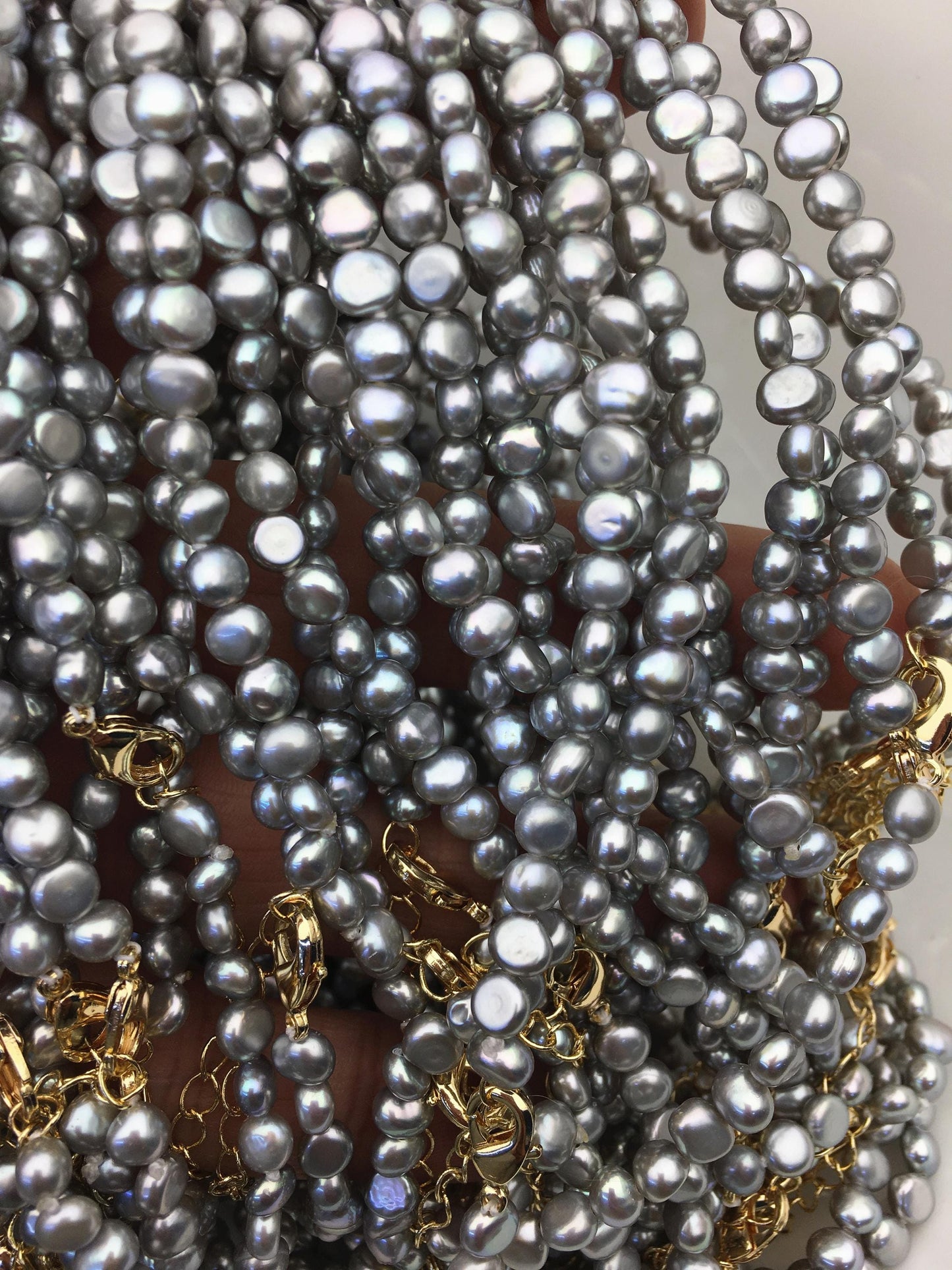 1pc AAA+ 16+2'' 5-6mm Gray Nugget Pearl necklace,pearl necklace, NPN1-029