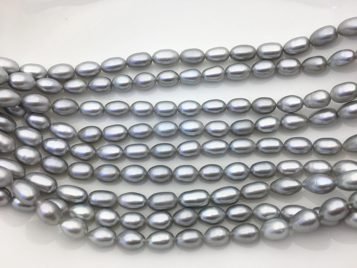 AAA 6.3-7x11-12mm gray long rice freshwater pearls,LR7-T3