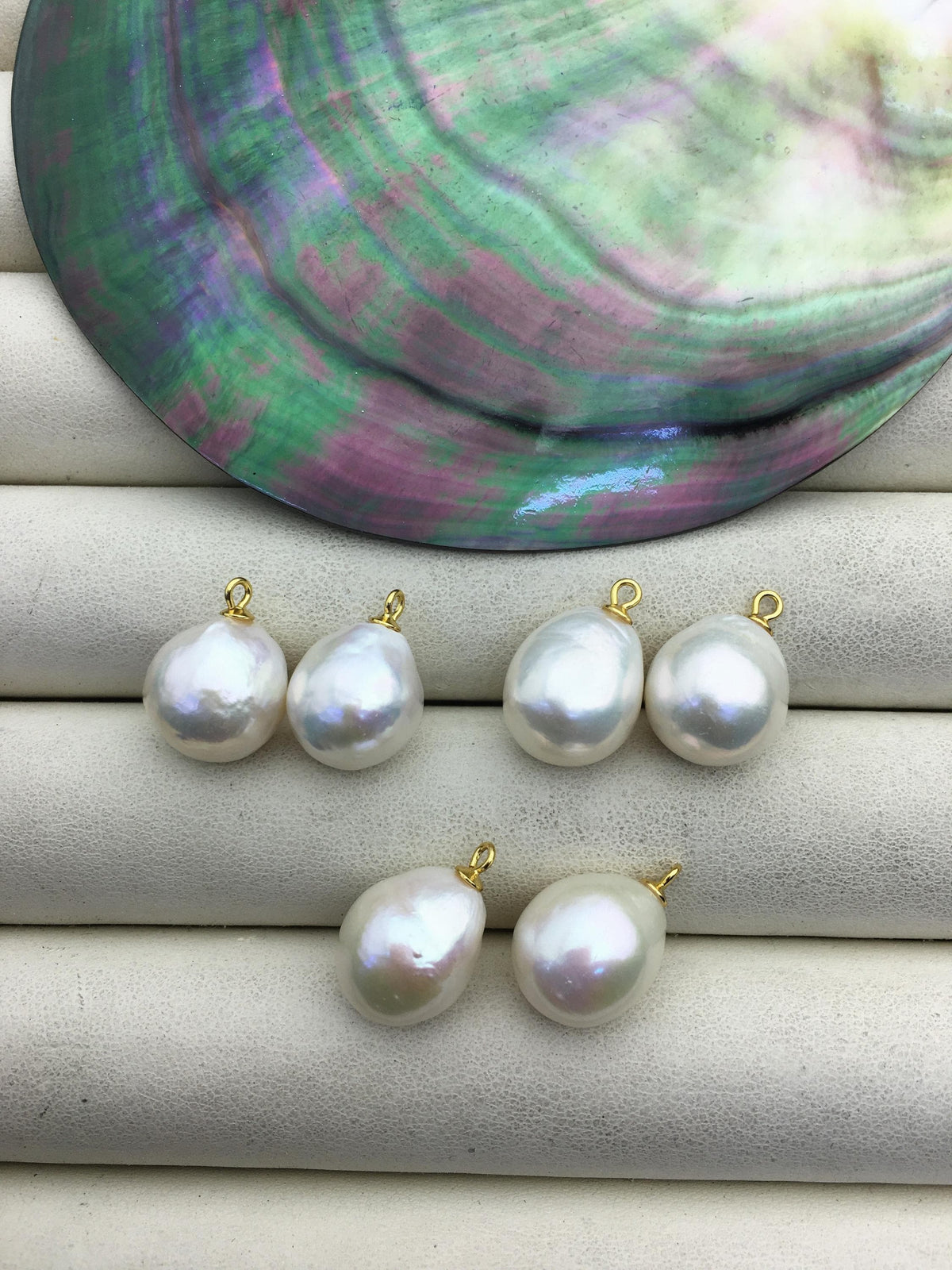 2 pairs AAA 12-13mm White baroque drop edison gold silver freshwater pearl Pair,ED11-3A-2-34