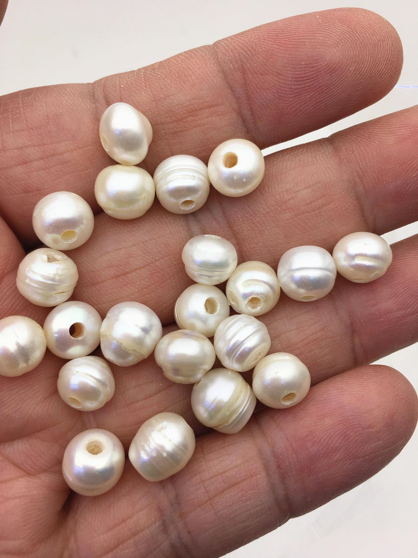 20pcs AA 8.3-9.2mm white button round freshwater pearls,2.2mm large hole,Rondelle white pearl Beads,SM8-T2