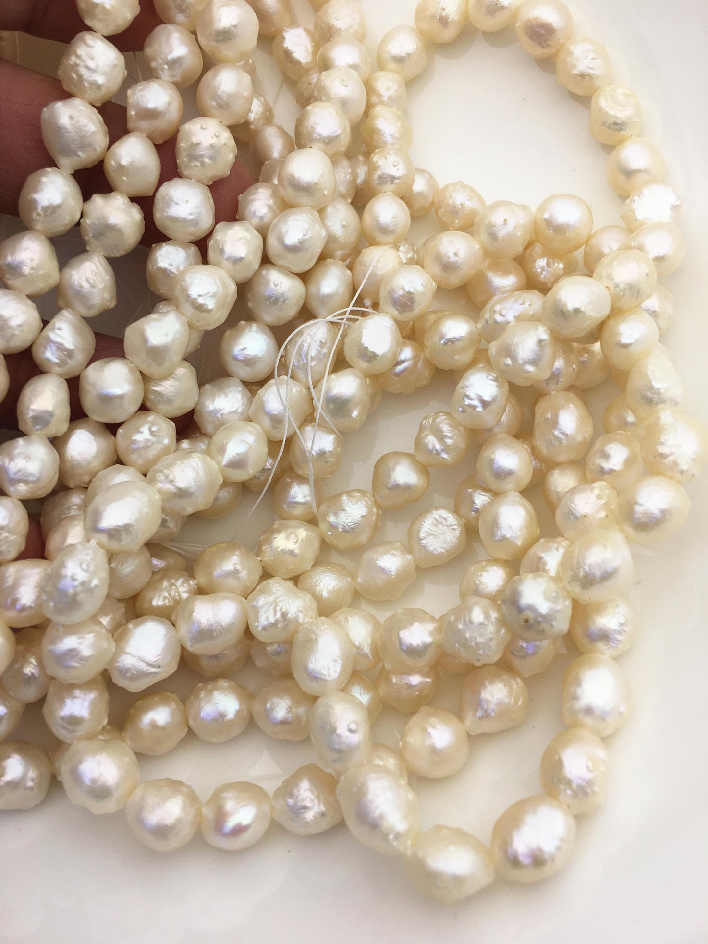 AAA 8-9mm natural ivory thorn freshwater pearl,LM8-T2