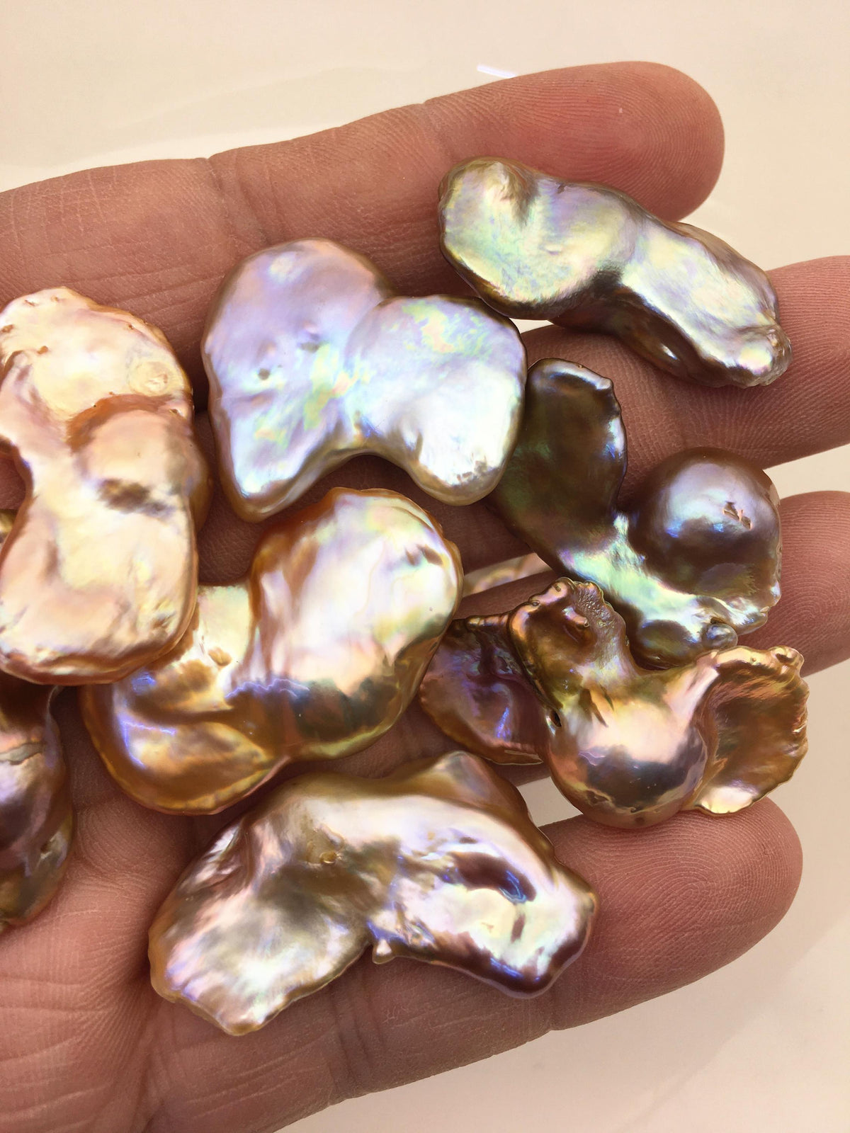 12pcs AAA/AA+ 16-21mm baroque Natural rainbow color Flame ball Pearl - no hole,FL15-T4-15