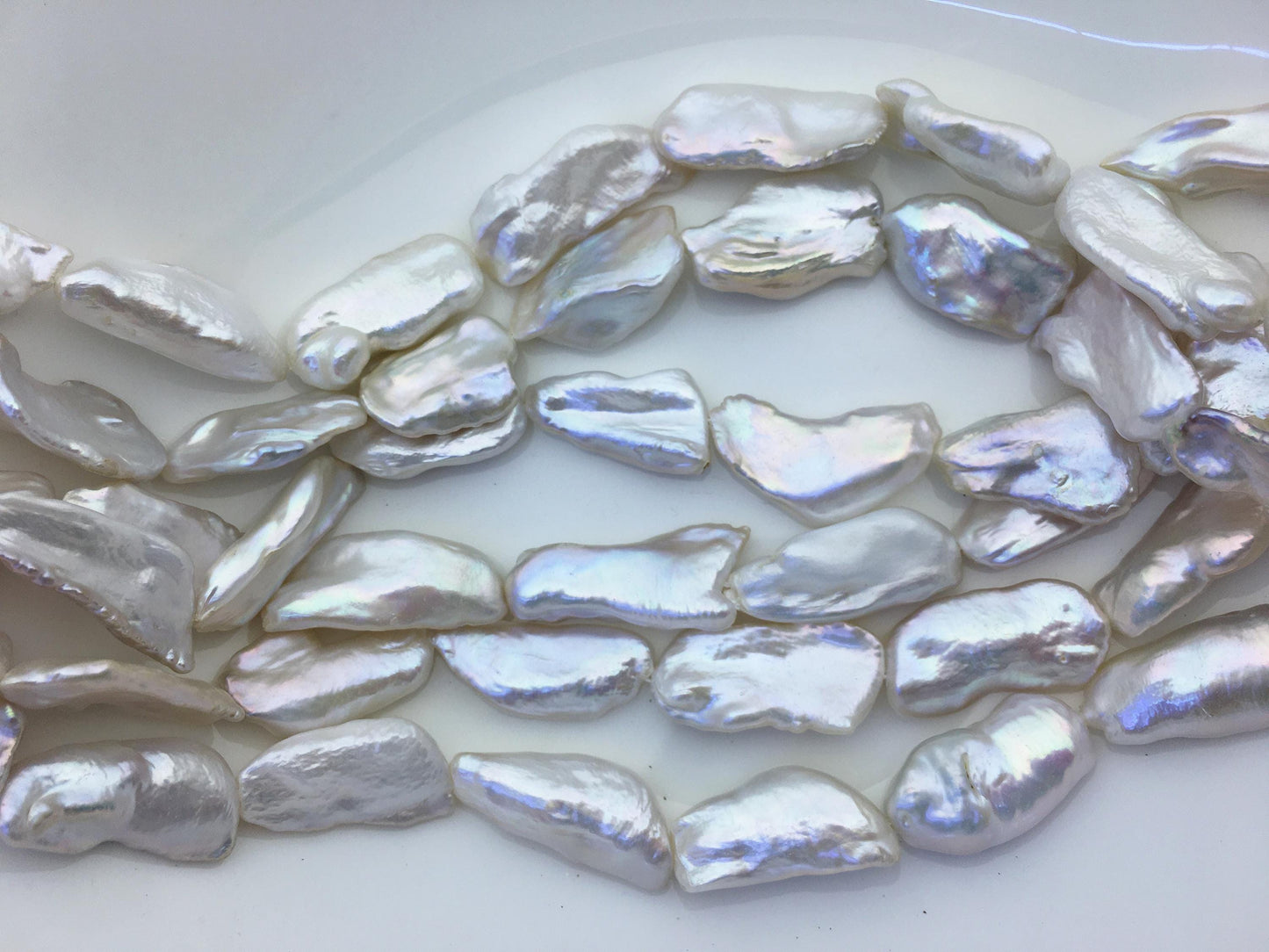 AAA 12-15mm white Keshi Biwa Pearl Necklace,ZS-200-120-22
