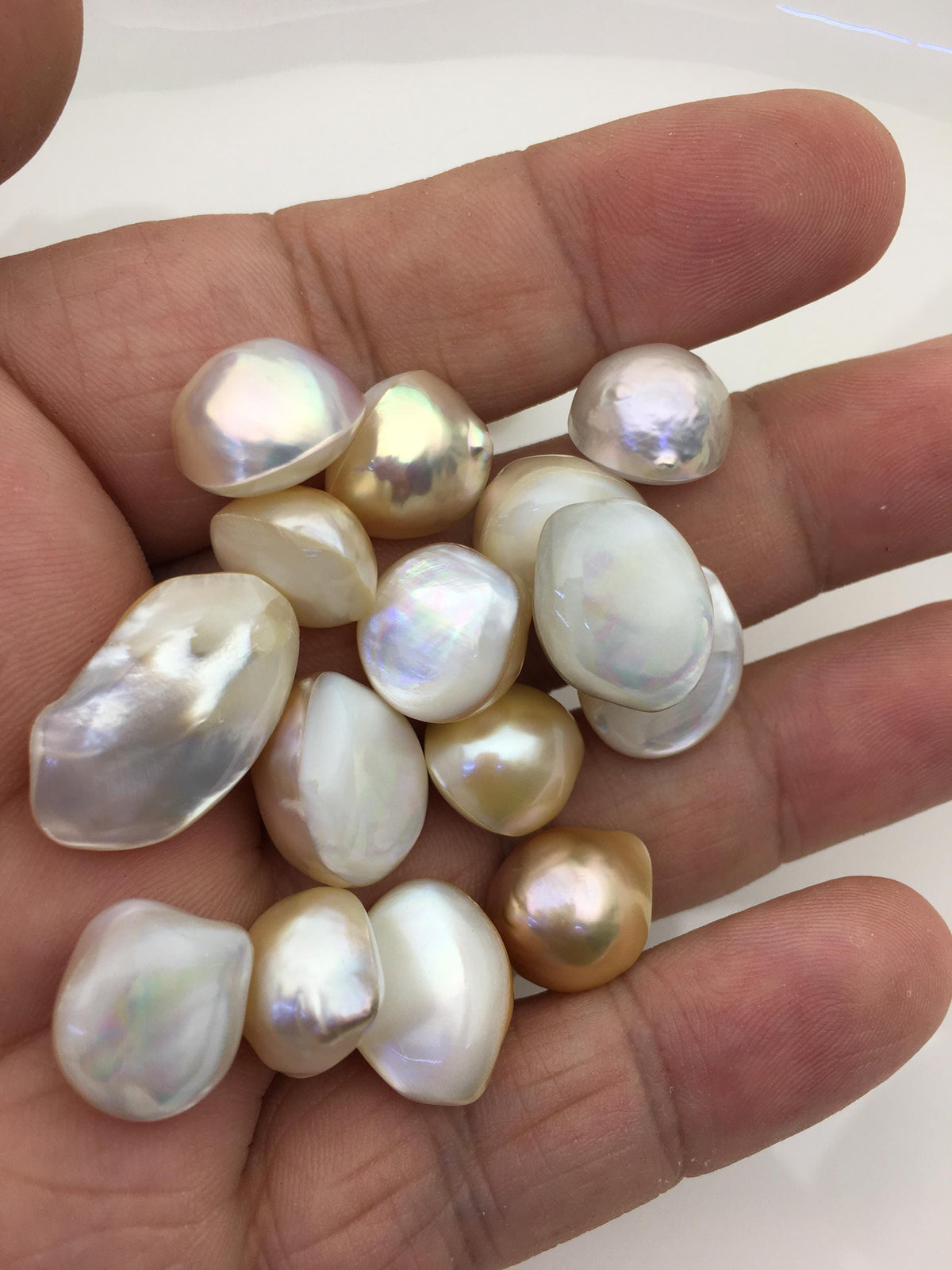 20pcs AAA 12-15mm Baroque Mabe Natural Rainbow Freshwater Pearls,no hole,MB-T3