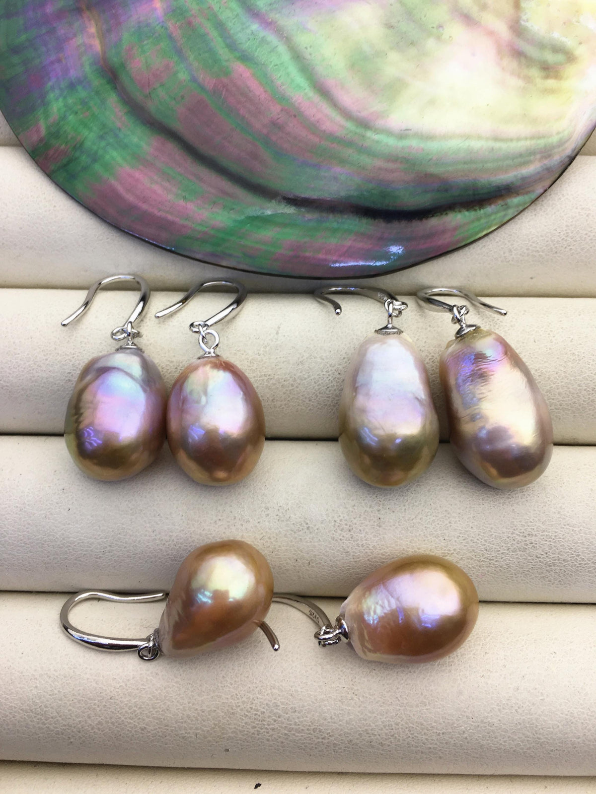 AAA 12-13mm bronze purple drop edison freshwater pearl dangle earrings,sterling sliver dangle earrings,SE3-T9-50