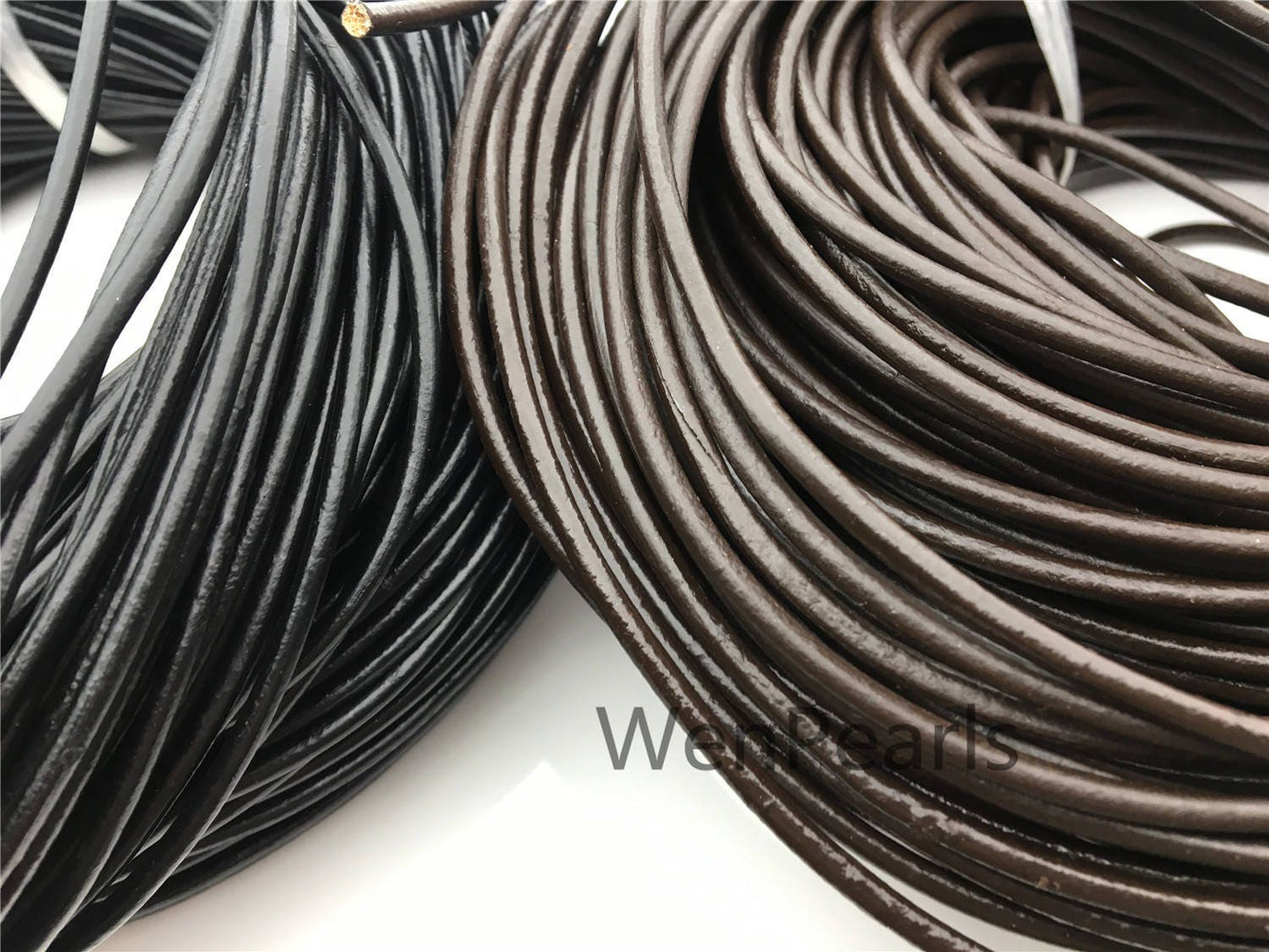 3mm Black/Coffer Round Leather Cord,Wholesale Jewelry Supplies,Distressed Matte Finish,LC3-204