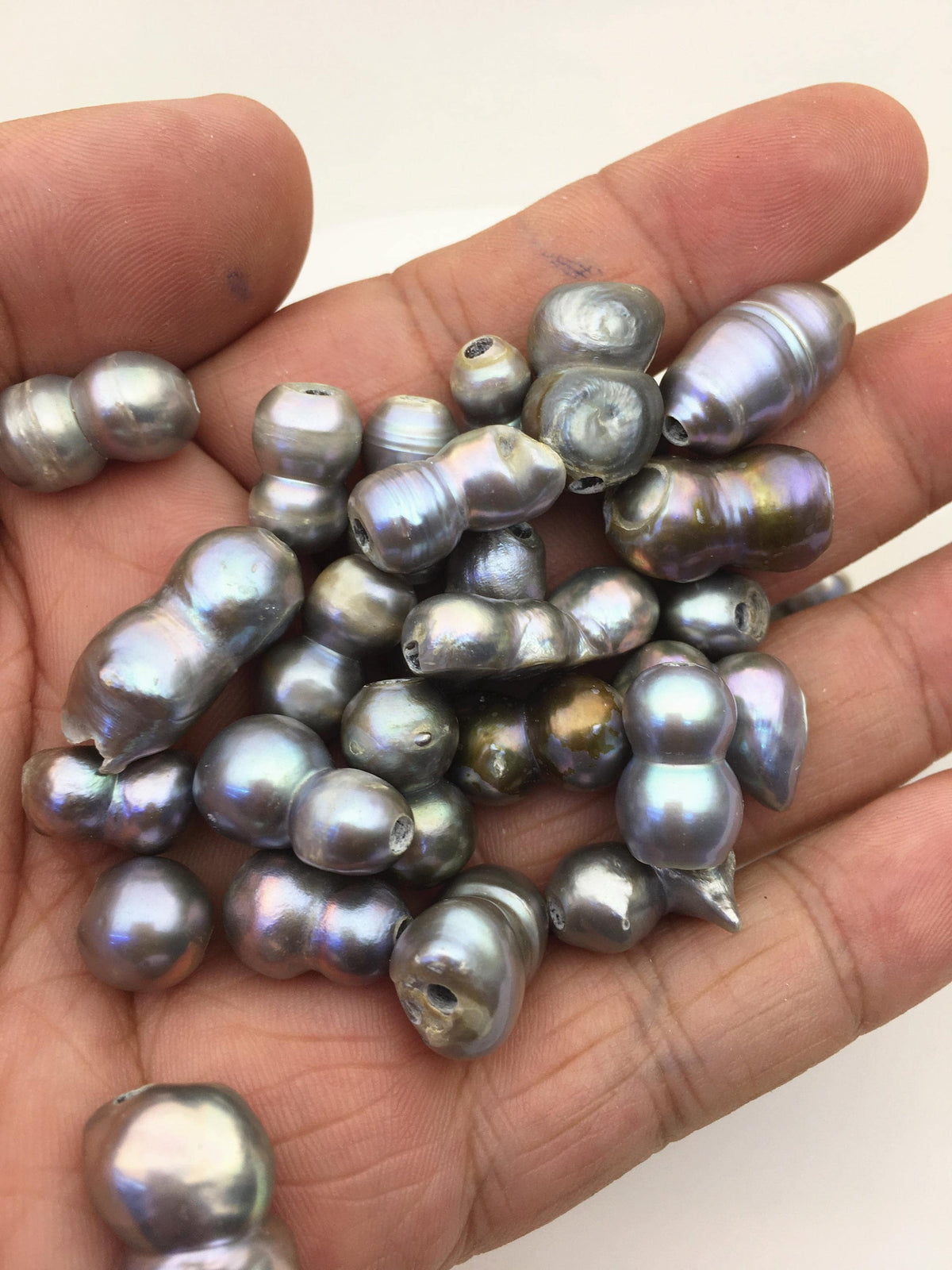 50pcs A 10-14mm gray baroque freshwater pearls, 2.2mm large hole,ZS-T44