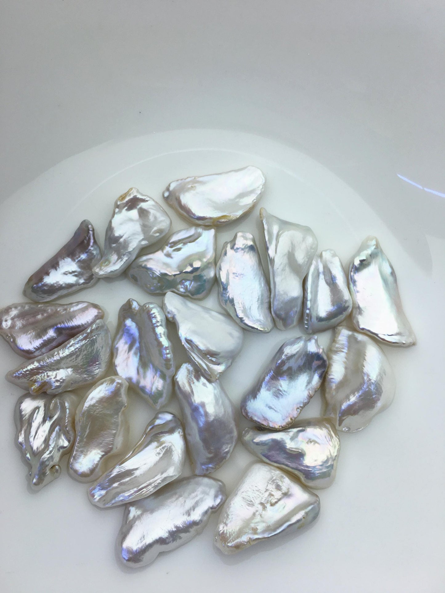 10pcs AAA 14-19mm white thick biwa keshi Freshwater Pearls, no hole,ZS-80-1-39