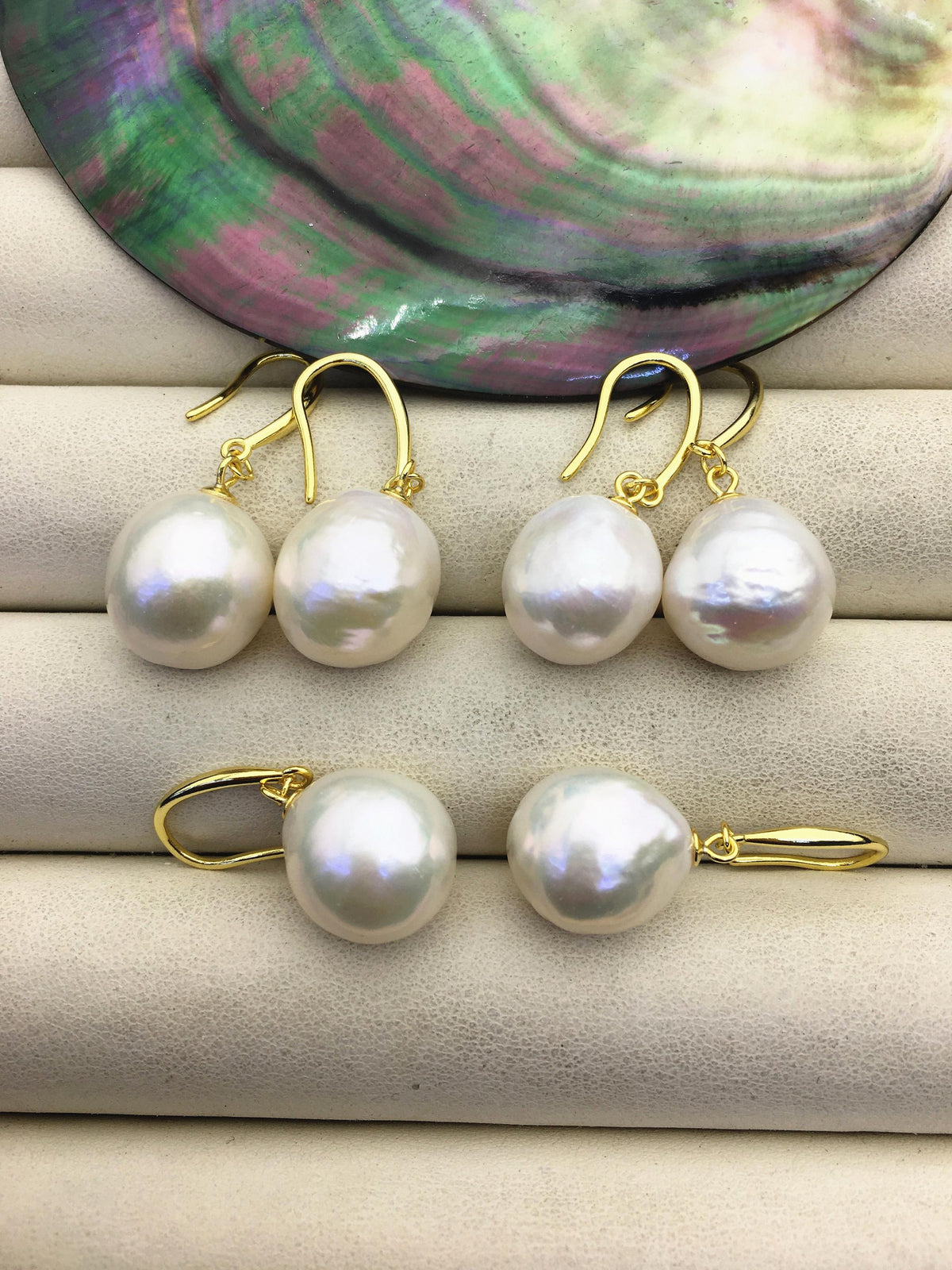 1 pair AAA 12-13mm white drop edison pearl dangle earrings,Gold S925 Sterling Sliver earrings,wedding pearl earrings,SE3-T9-25