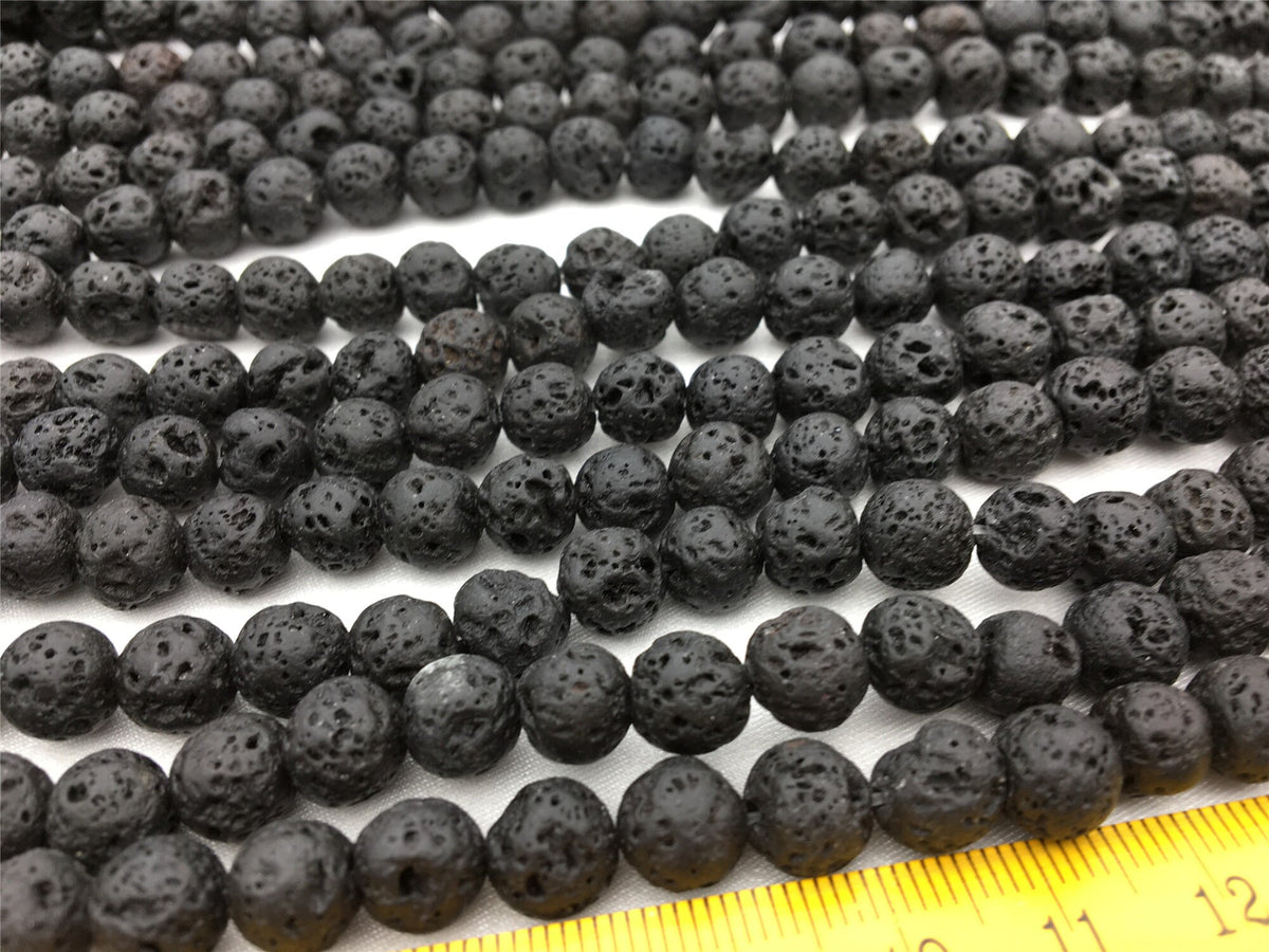 black volcano lava 4mm 6mm 8mm round beads 15.5'' Long Per Strand Size wholesale Gemstones,G13-OTH-4