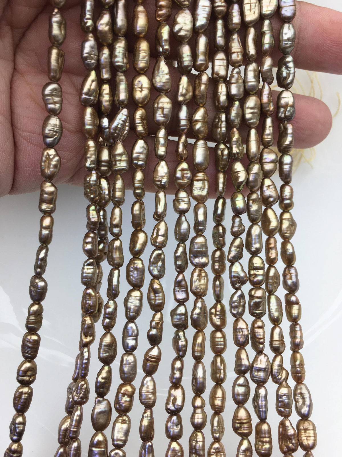 AA 5-6mm browntoothpick Biwa Pearl Necklace,Genuine Fresh Water Pearl,Wedding Necklace,Mothers Day,ZS-80-10-23