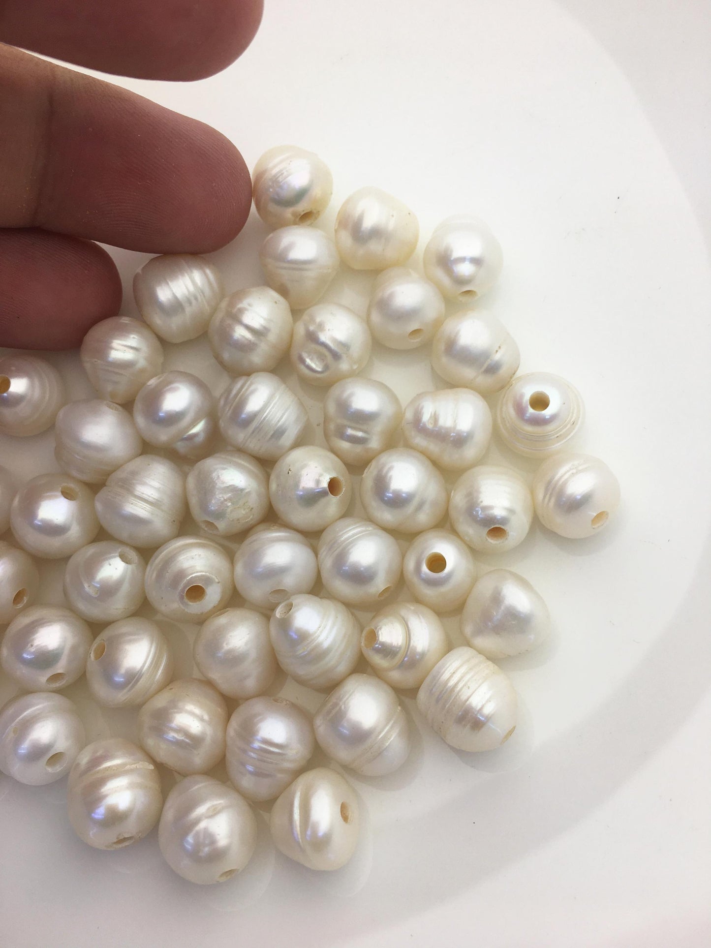 30pcs AA 10.2-11.2mm white teardrop freshwater pearls,2.2mm large hole,LR11-T5