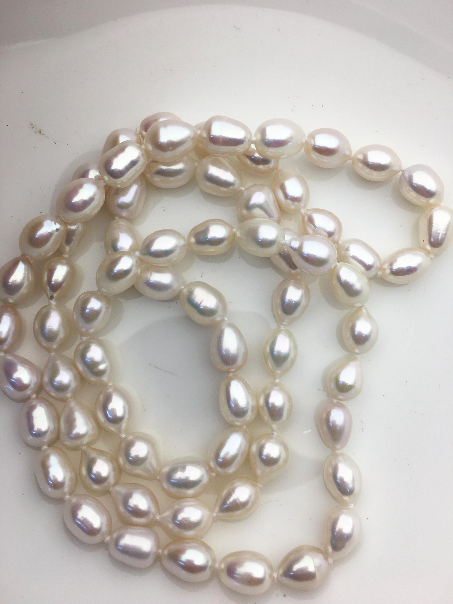 32 inches AA+ 8.3-10mm white rice pearl Necklace,NPN1-T12