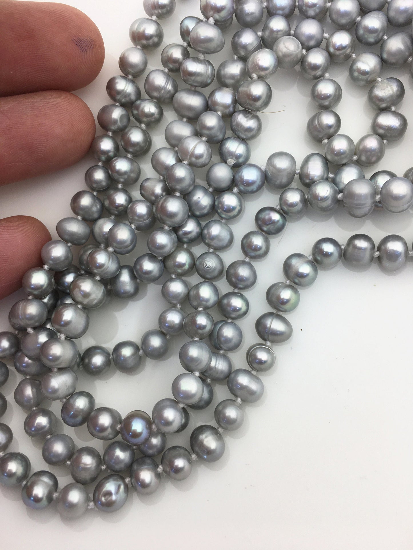 47'' AA+ 6mm gray potato freshwater pearl Necklace,NPN1-T9