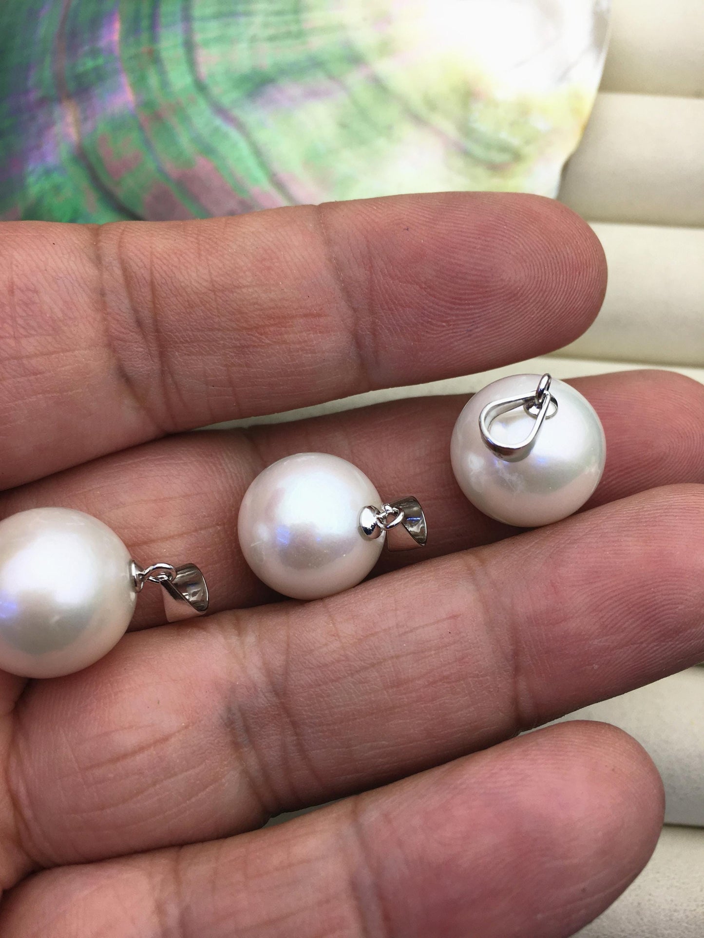 1pc AA+ 14-15mm big white round freshwater pearl pendant,- NC1-T9