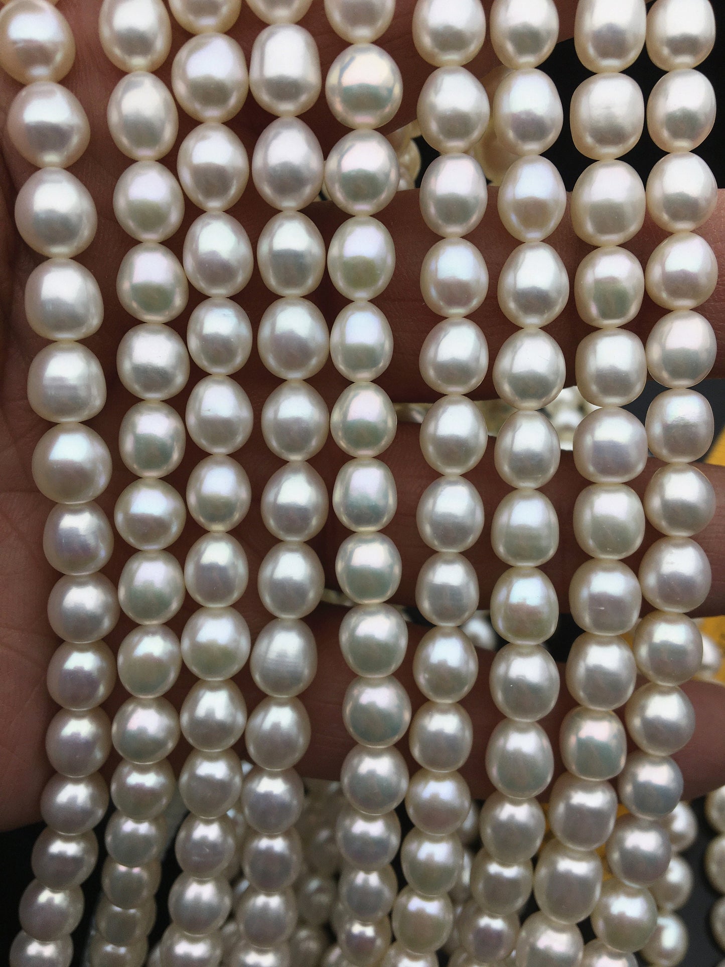 AAA 6.3-7.3mm*7.5-8.5mm white oval freshwater pearls,LR7-3A-73