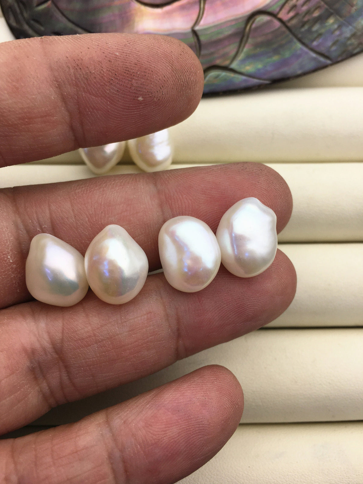 2 pairs AAA 10.4-11.4mm White Nugget Freshwater Pearl White loose Beads Pair,0.9mm through hole,no hole,wholesale,ZS-103-37-8