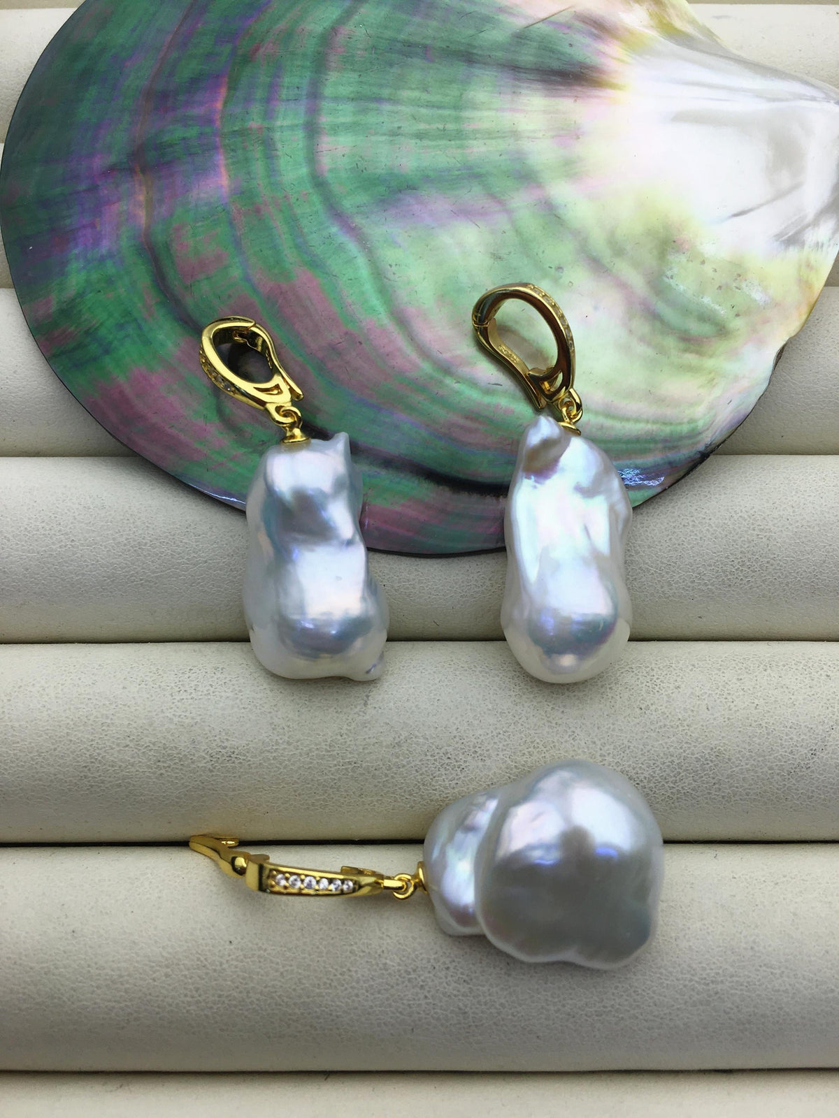 1pc AAA 13-18mm white baroque pearl Gold Feather pendant necklace,S925 Sterling silver pendant,NC1-041-7