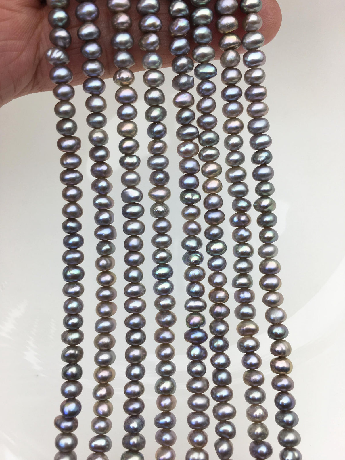 AA+ 4.5-5mm tiny gray button round freshwater pearls,Rondelle pearl Beads,white loose pearl strands,SM4-2A-21