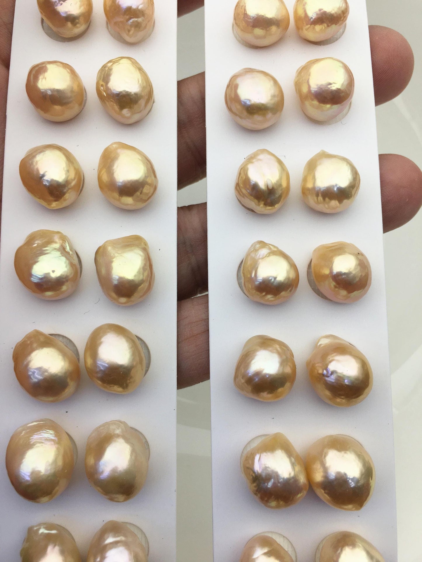 5pairs AAA 11-12mm Natural Orange Rainbow baroque drop edison freshwater pearl Pair,no hole,ED11-3A-2-11