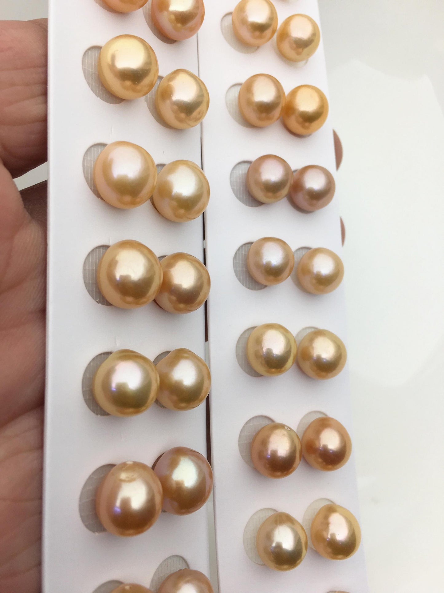 2 pairs AAA 10-11mm orange rice freshwater pearls,half hole,LR10-T9