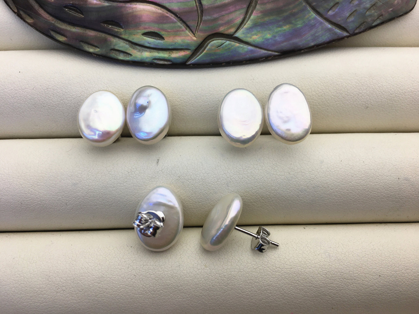 1 pair AAA 10-11mm White Ellipse Fresh Water pearl stud earrings,S925 Sterling Silver,dangle pearl earrings,SE3-T71