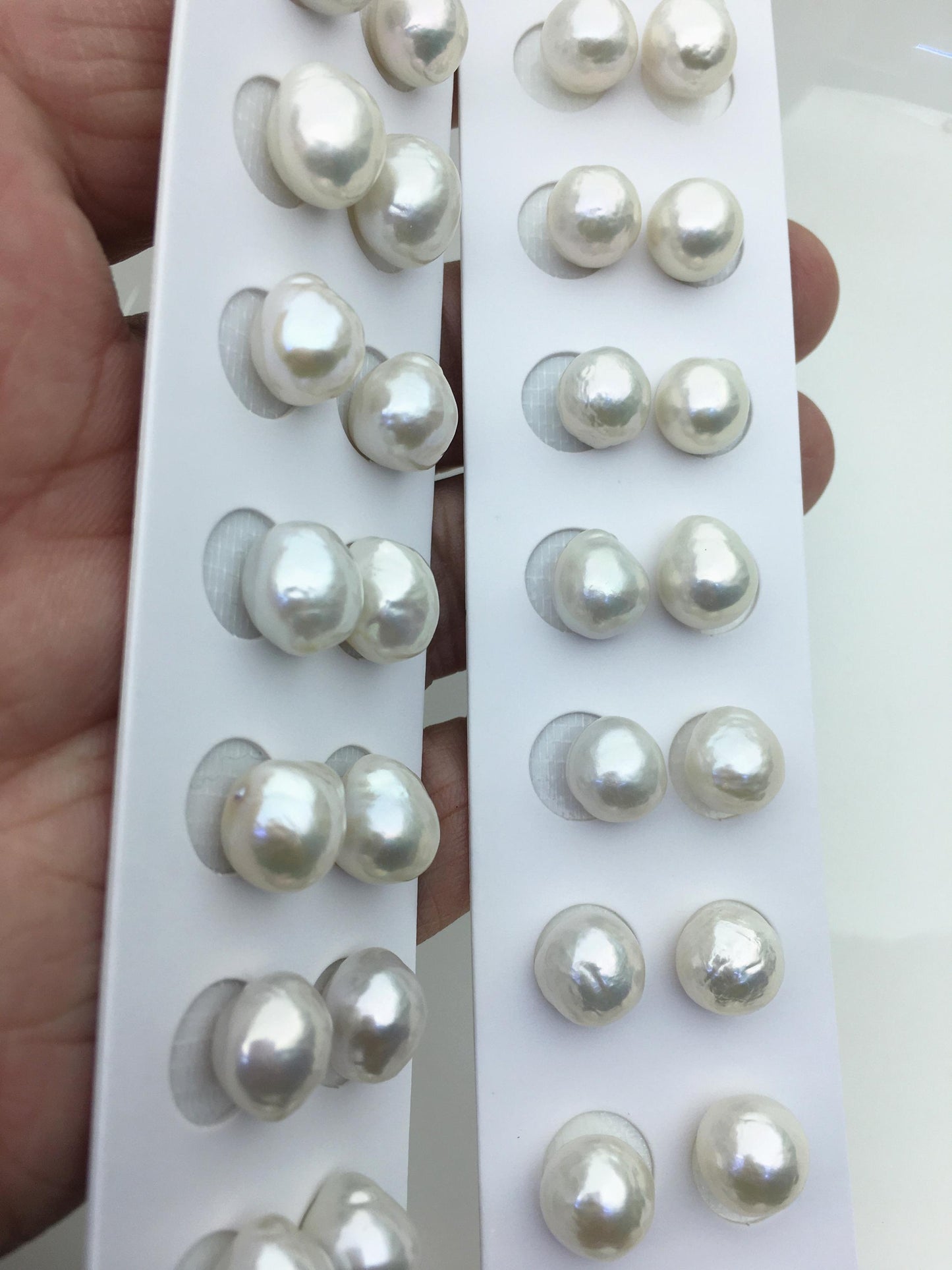 5pairs AAA 9-10mm White baroque drop edison freshwater pearl Pair,no hole,ED11-3A-2-21