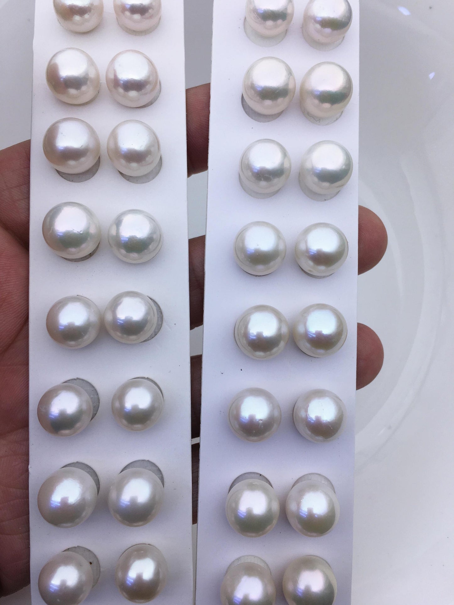 5 pairs AA+ 11-12mm white round freshwater pearl pair,no hole,RP11-3A-8
