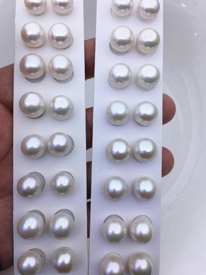 5 pairs AA+ 11-12mm white round freshwater pearl pair,no hole,RP11-3A-8