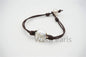 Big White Coin Pearl fashion jewelry,pearl Leather Pearls Bracelet - plait leather bracelet - Genuine freshwater pearl - Le7-136