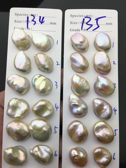 1 pair AAA 14-17x18-23mm Natural Rainbow Baroque Pearl Pairs,Baroque Cultured Freshwater Pearl,no hole,FL15-3A-9-23