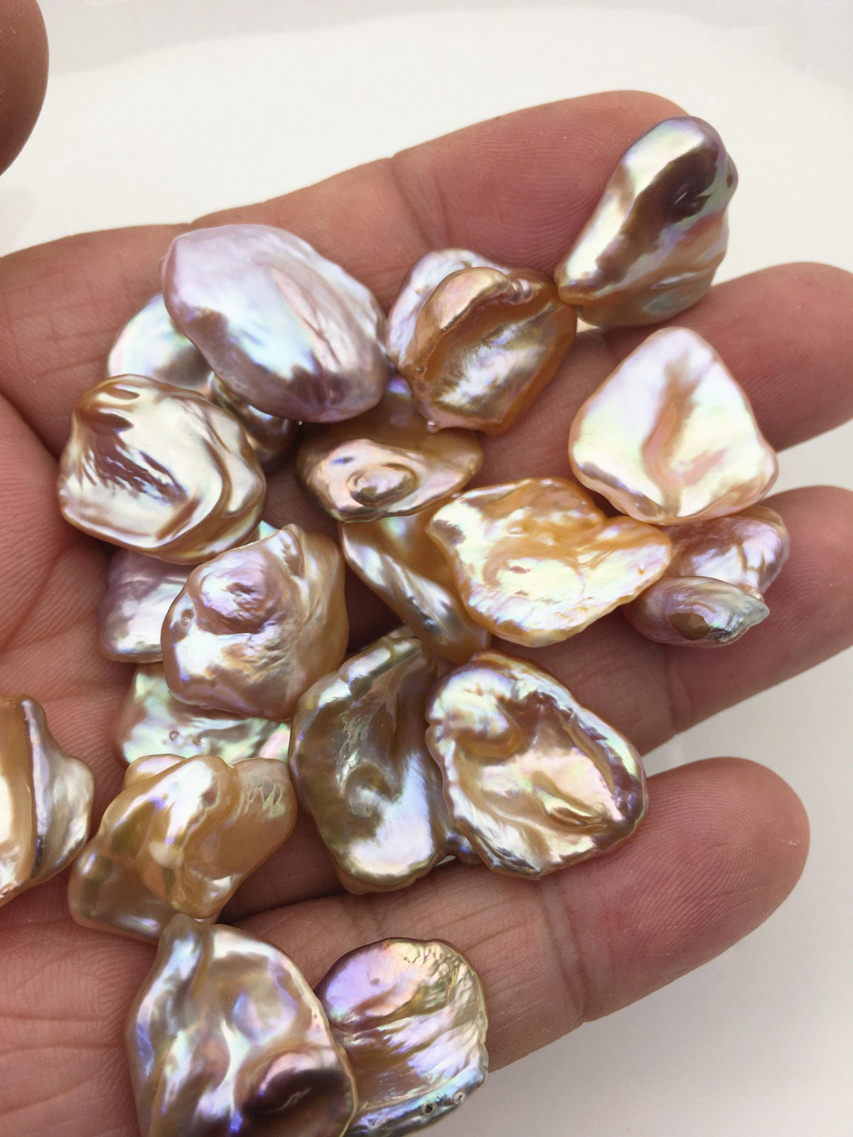 33pcs AAA 13-16mm natural mix color rainbow keshi Freshwater Pearls,no hole,ZS-127-1-13