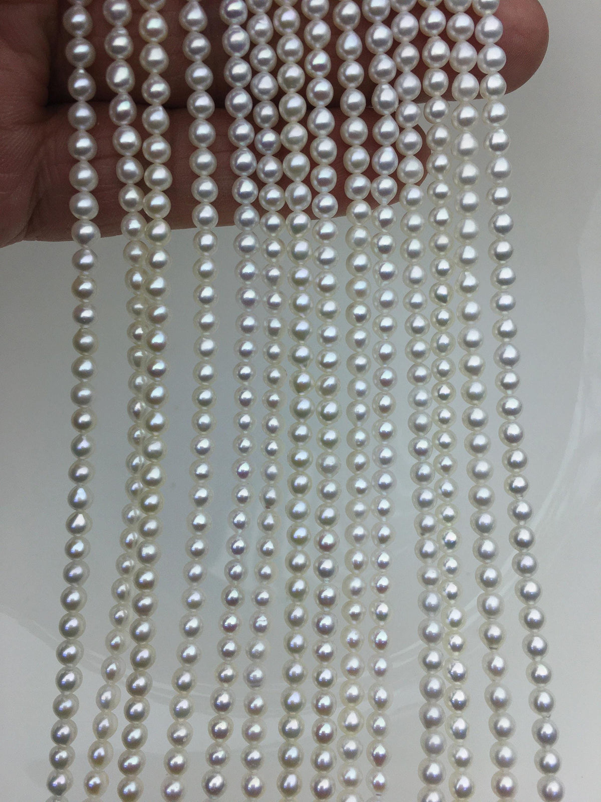 AAA 3.5-4mm* 3-5mm white oval rice pearls,full strand,genuine pearl,Cultured pearl,diy pearl beads,LR3-3A-34