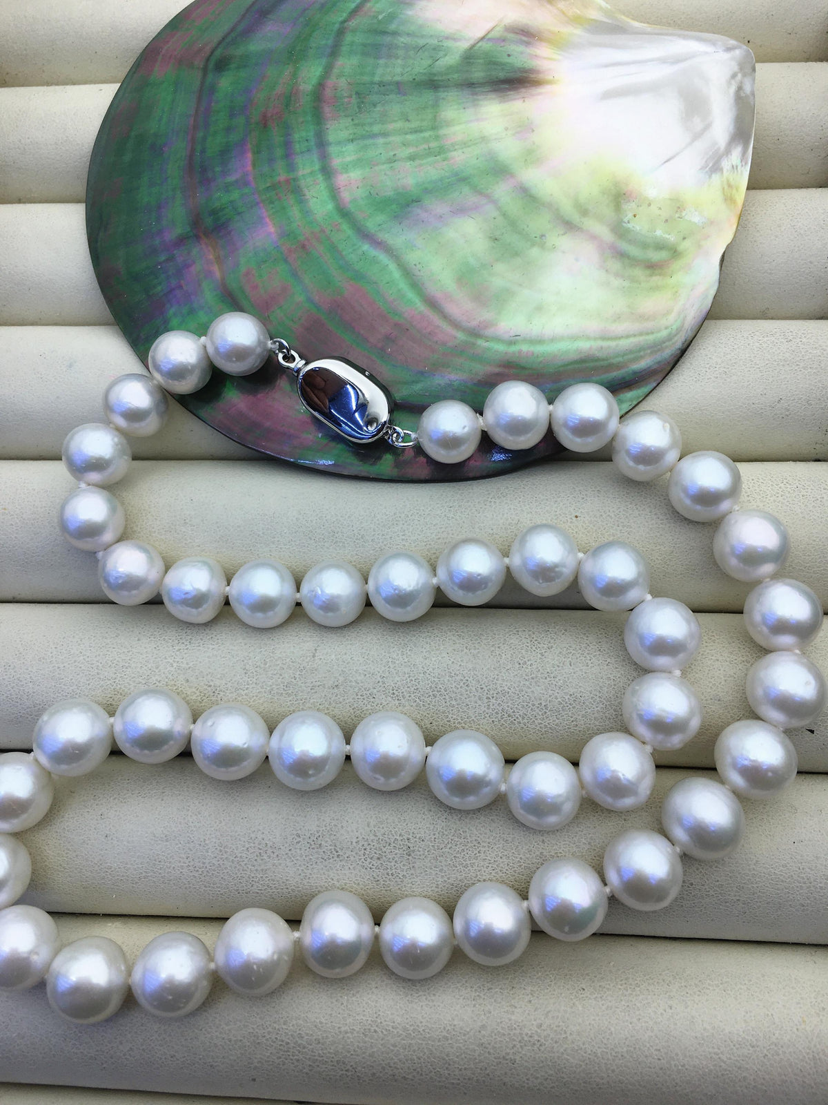 17.5 inches AA+ 8-10mm white round freshwater Pearl necklace,genuine freshwater Pearl necklace, Natural Pearl Necklace,NPN1-059