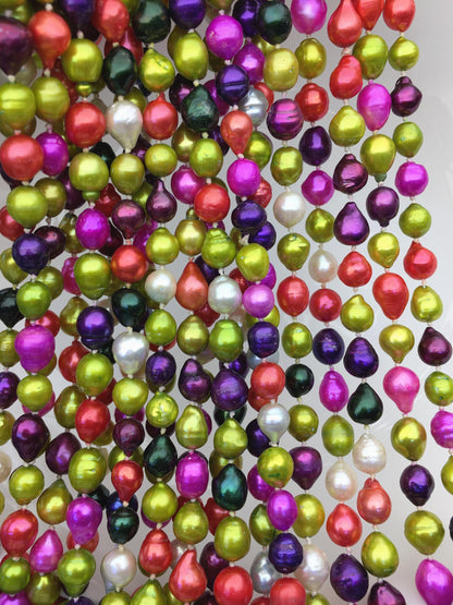 55'' AA+ 7-9mm misc color Tail Nuclear pearl Necklace,Wedding Necklace, Love, Mothers Day,Happiness,wholesale,NPN1-T4-5