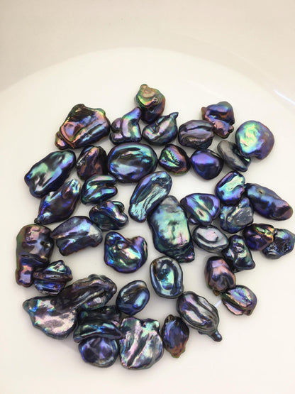 40pcs AA+ 10-15mm black blue green baroque freshwater pearls, no hole,ZS-T41