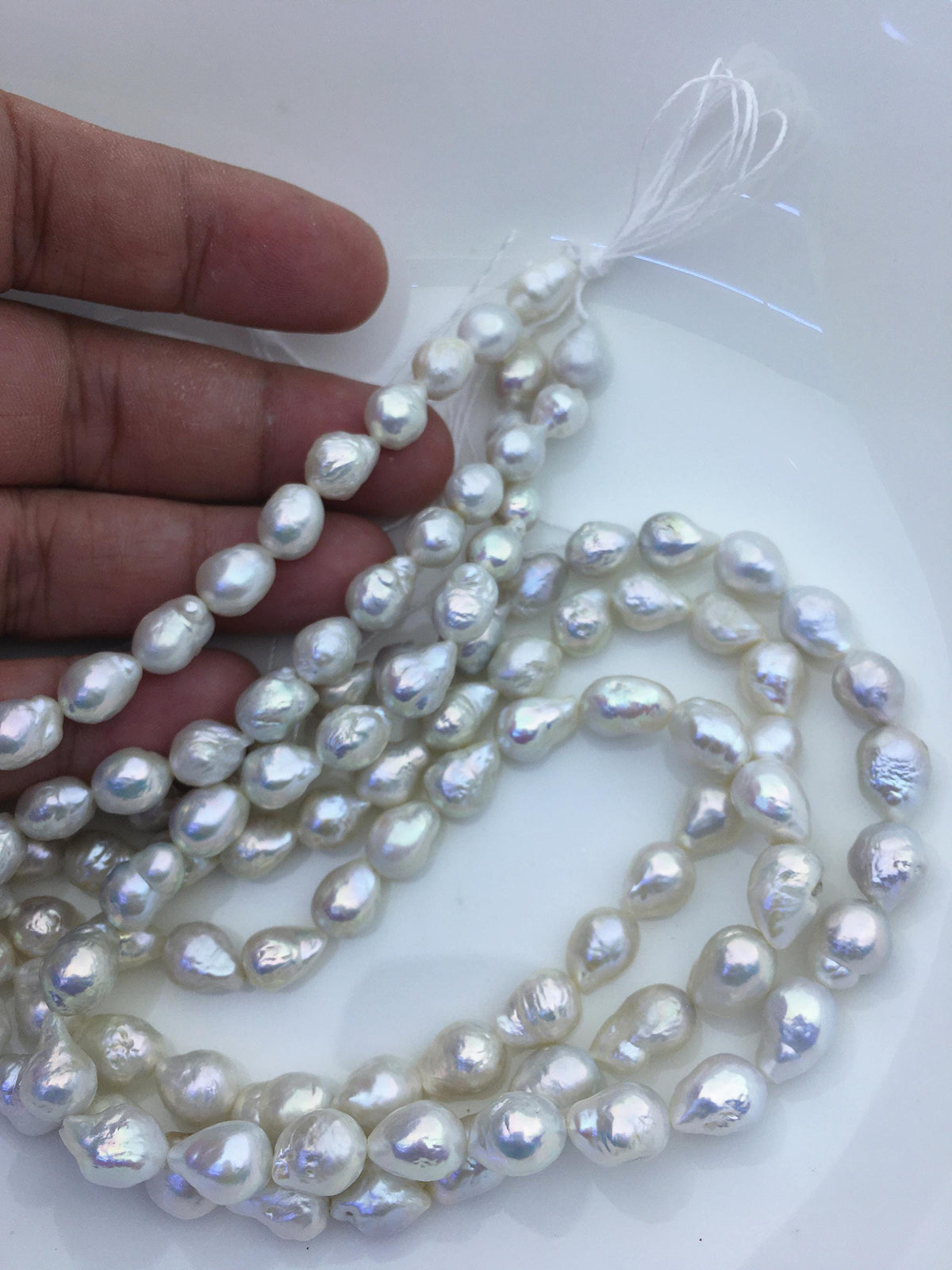 AA+ 7-9mm white baroque drop Edison Freshwater Pearl,ED12-2A-5-36