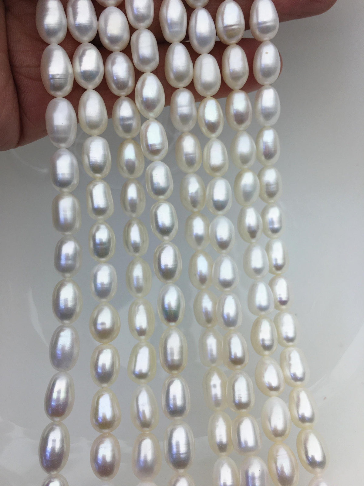 AAA- 7.3-8mm x 9.5-11mm Cultured White Freshwater Rice Pearls beads,drop pearl necklace,diy pearl beads,gift for her,LR8-2A-1