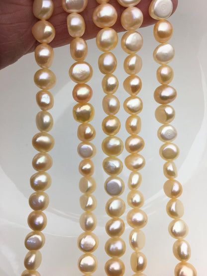 AAA 8-9mm orange peachnugget freshwater pearls,irregular nugget freshwater pearl strand,Bulk Supplier,china wholesale,LM8-T1
