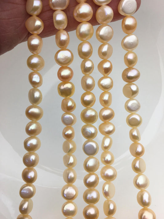AAA 8-9mm orange peachnugget freshwater pearls,irregular nugget freshwater pearl strand,Bulk Supplier,china wholesale,LM8-T1